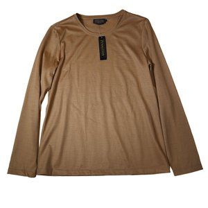 Pendleton Merino Wool Tan Brown Long Sleeve Shirt Tshirt Women's Size M